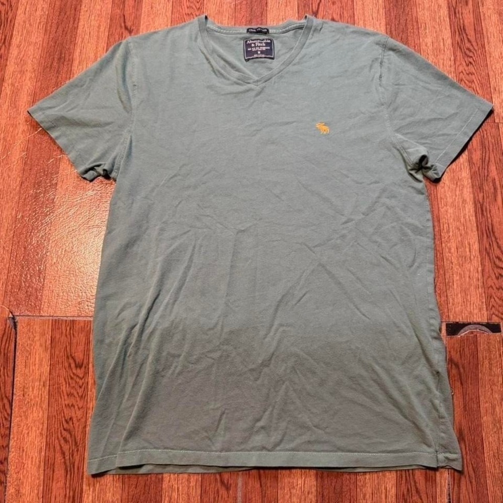 Abercrombie&Fitch Green Vintage Moose Cotton V Shirt Fits Small